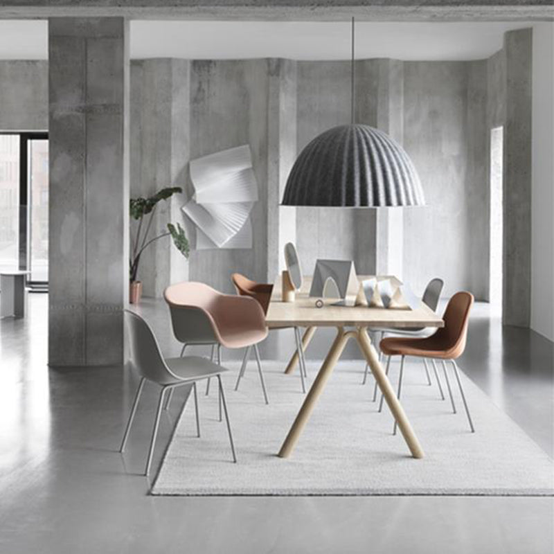 Minimalist Ribbed Hemispherical Pendant Light
