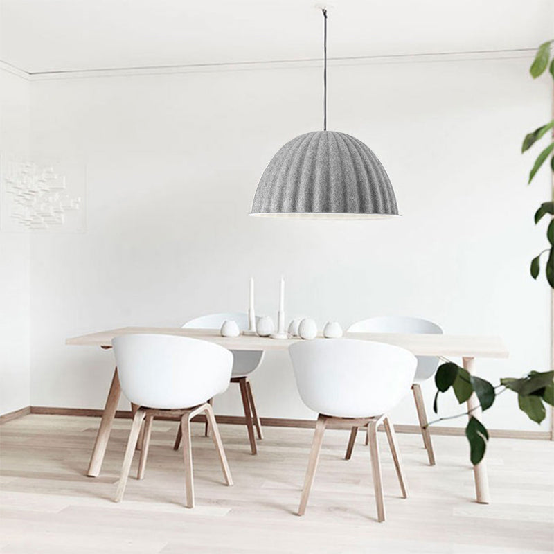 Minimalist Ribbed Hemispherical Pendant Light