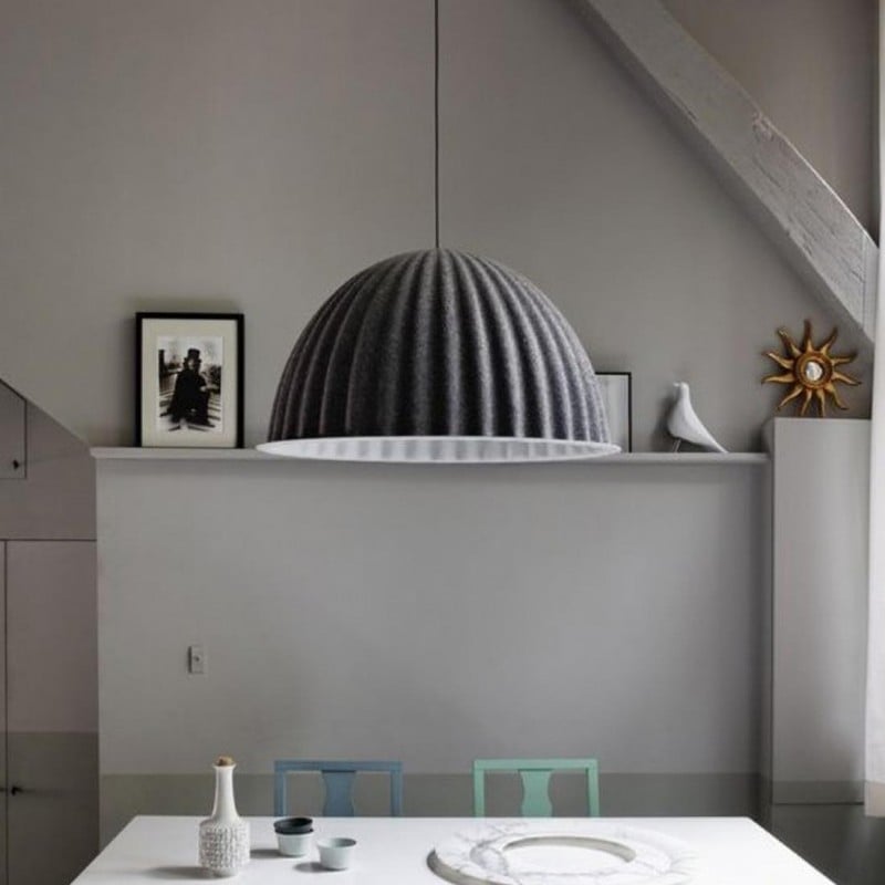Minimalist Ribbed Hemispherical Pendant Light