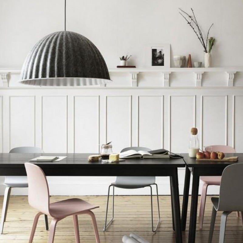 Minimalist Ribbed Hemispherical Pendant Light