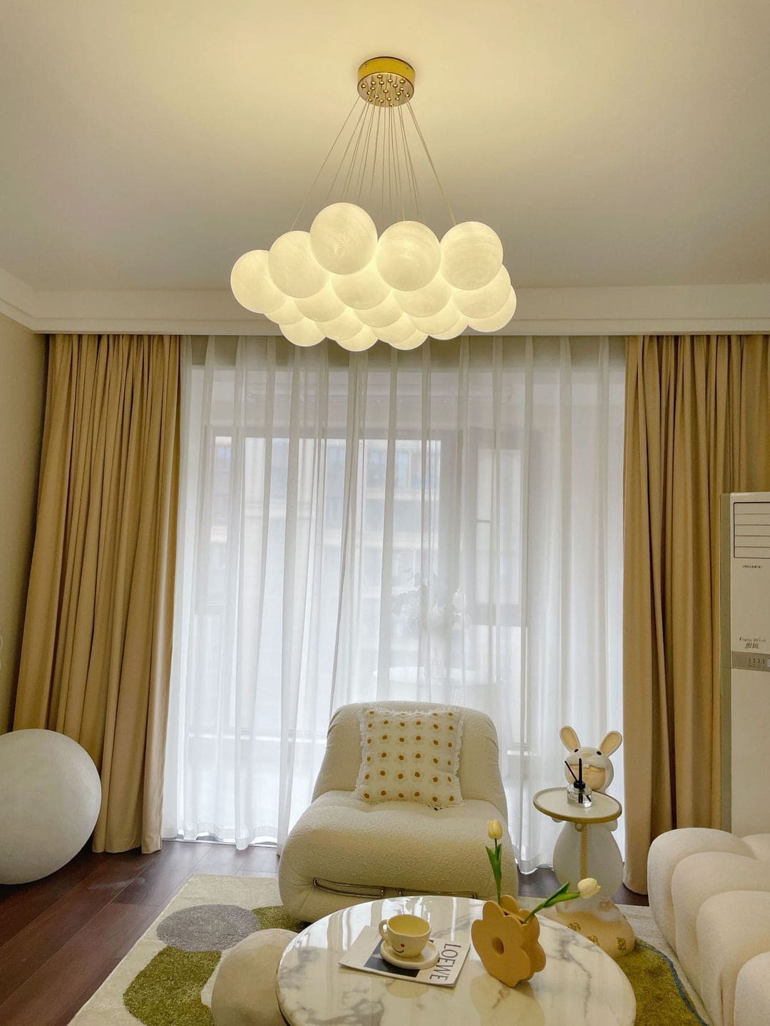 Scandinavian Chandelier with Spherical Elements