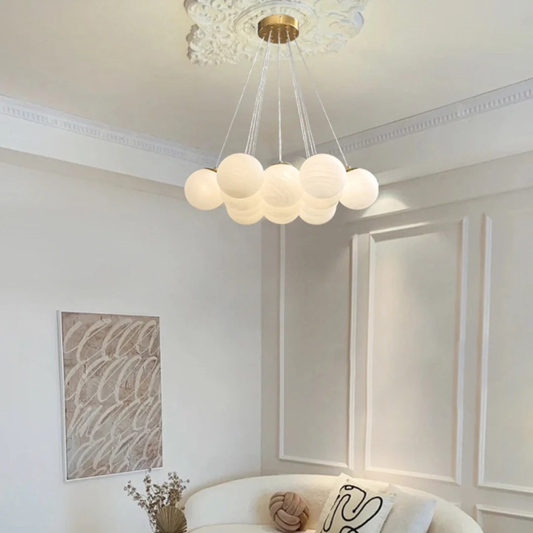 Scandinavian Chandelier with Spherical Elements