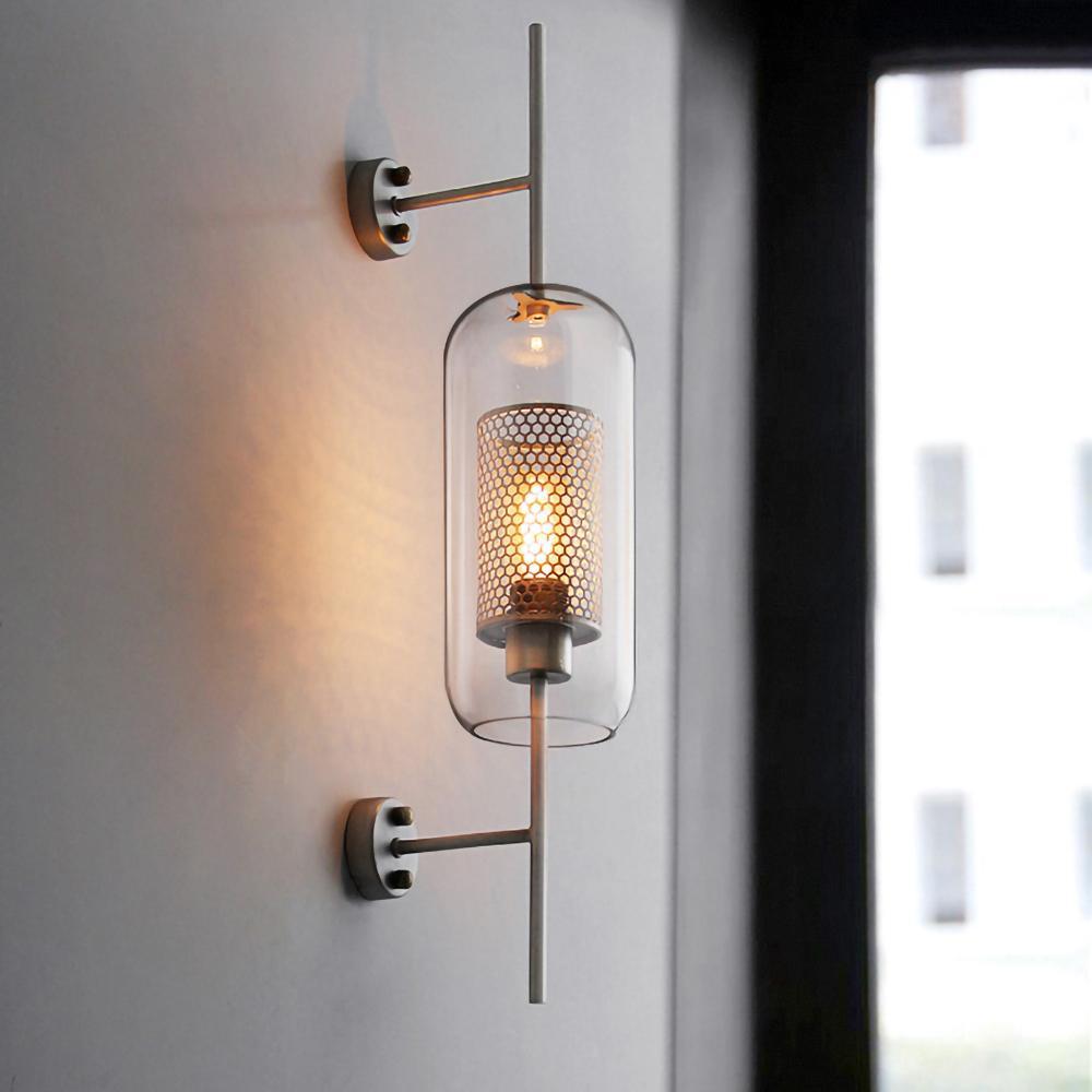 Industrial Cylindrical Wall Sconce with Round Diffuser