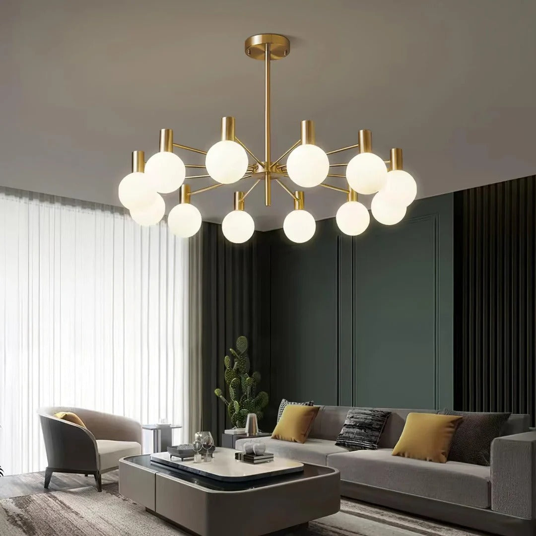 Mid-Century Modern Chandelier with Copper Finish