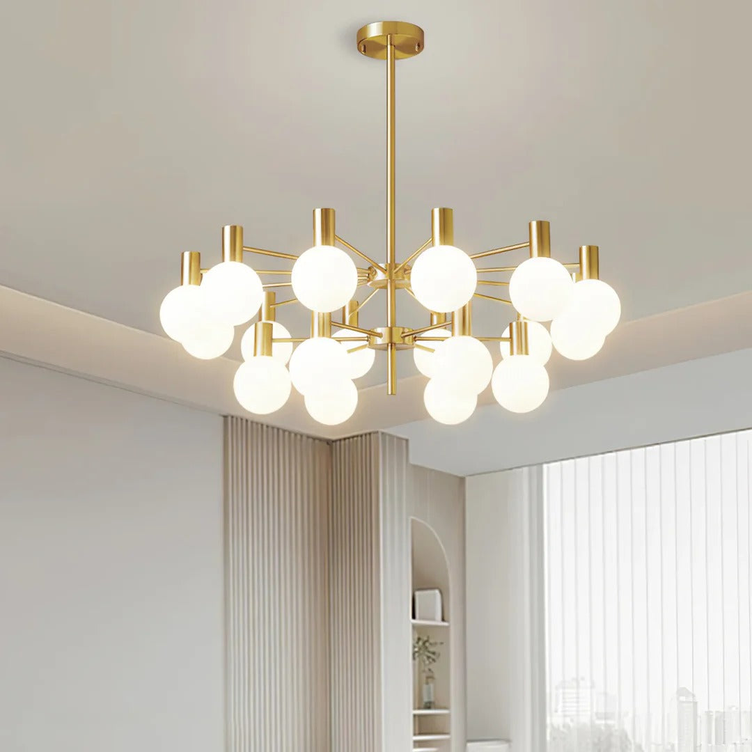 Mid-Century Modern Chandelier with Copper Finish