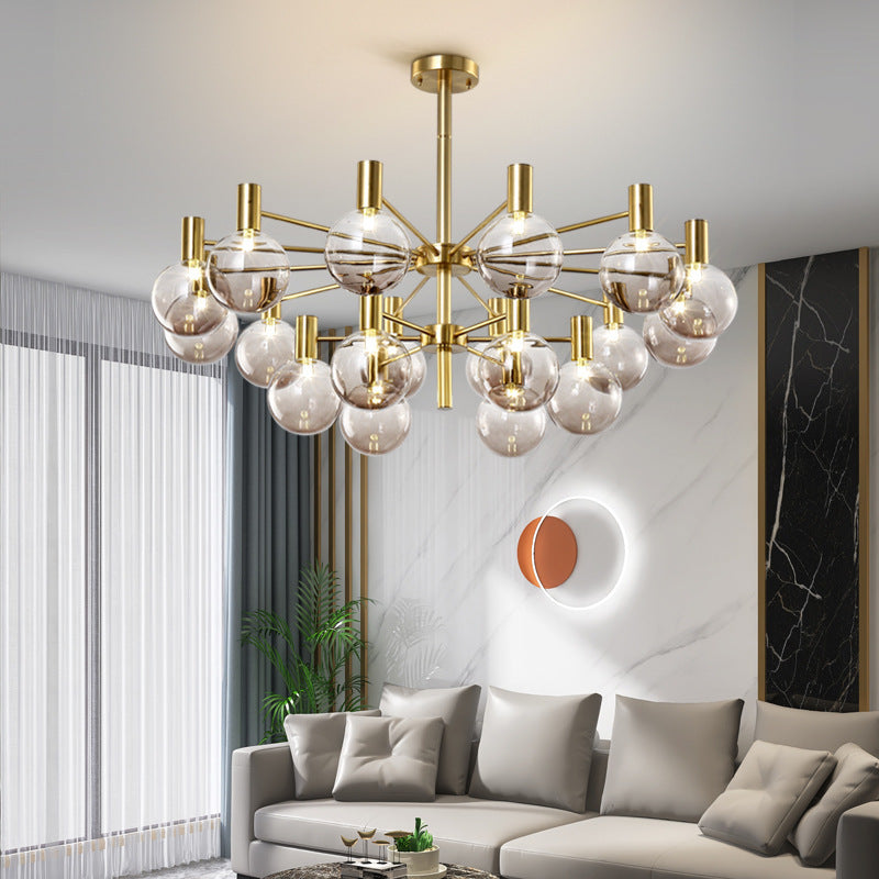 Mid-Century Modern Chandelier with Copper Finish