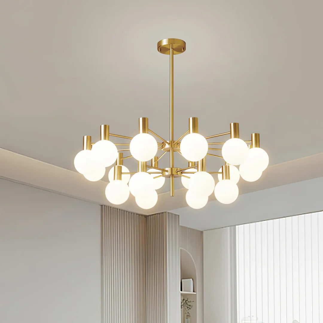 Mid-Century Modern Chandelier with Copper Finish