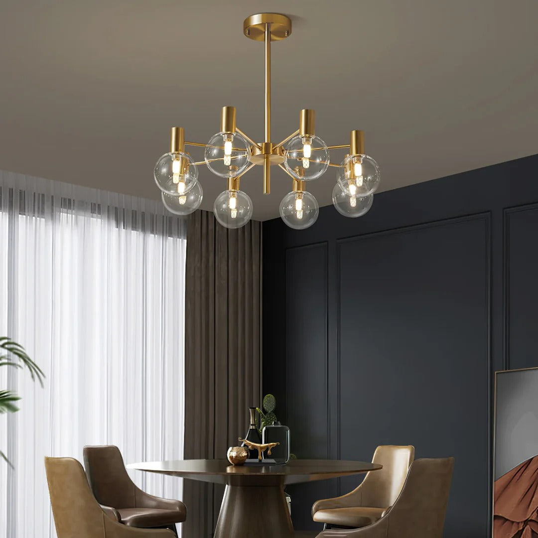 Mid-Century Modern Chandelier with Copper Finish