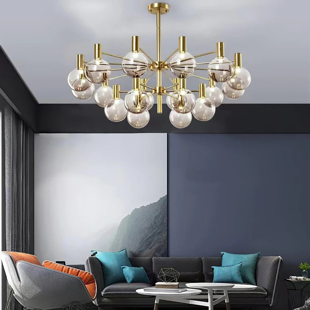 Mid-Century Modern Chandelier with Copper Finish