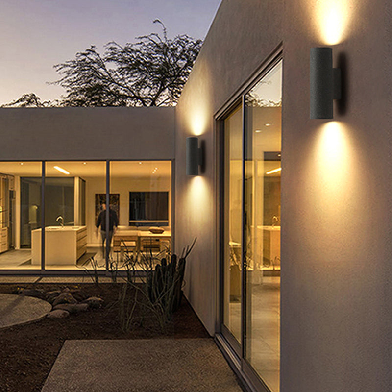 Modern Outdoor LED Wall Light – Cylindrical Design, Black or White, Waterproof