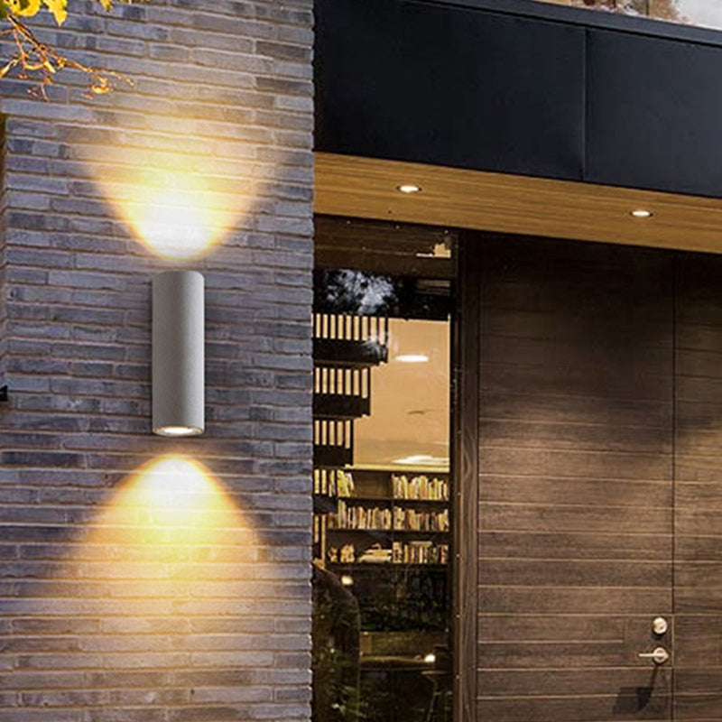 Modern Outdoor LED Wall Light – Cylindrical Design, Black or White, Waterproof