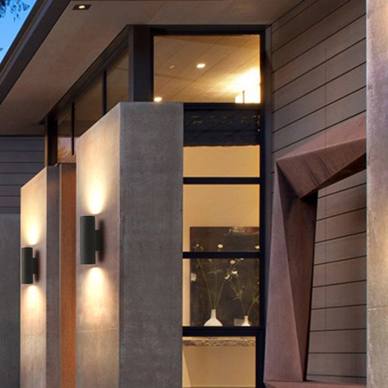 Modern Outdoor LED Wall Light – Cylindrical Design, Black or White, Waterproof