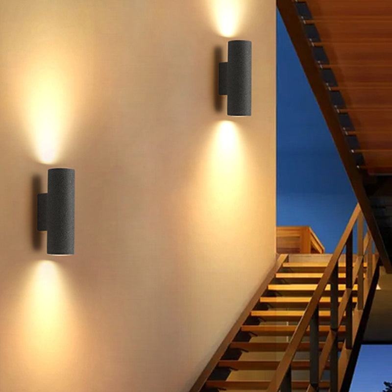Modern Outdoor LED Wall Light – Cylindrical Design, Black or White, Waterproof