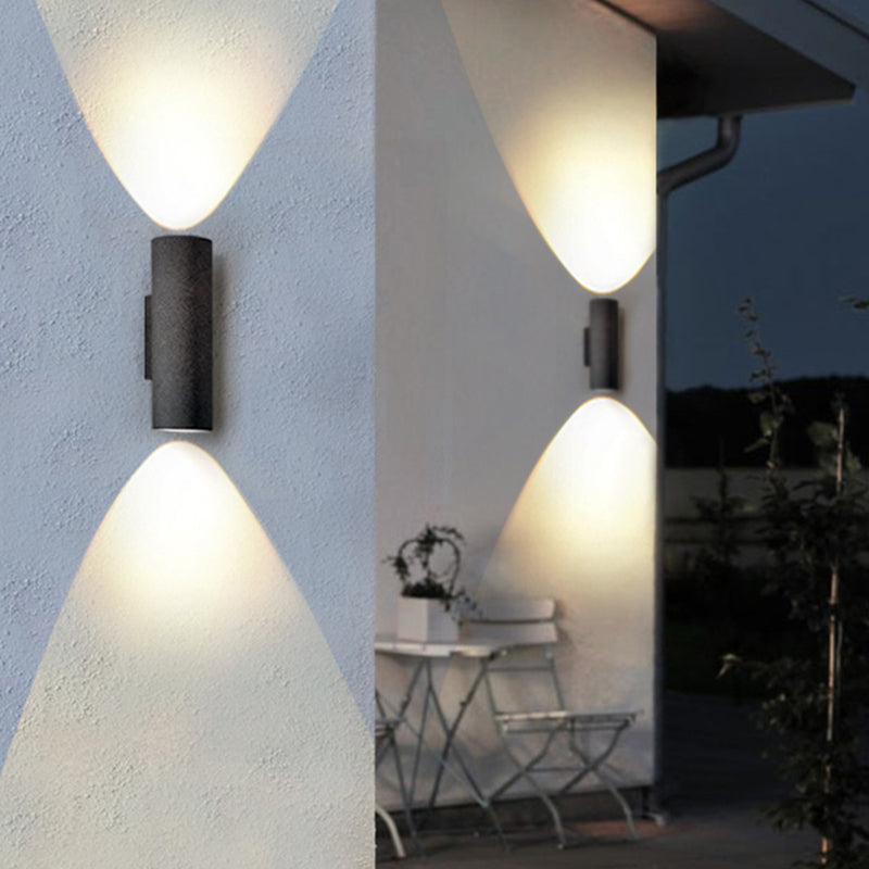 Modern Outdoor LED Wall Light – Cylindrical Design, Black or White, Waterproof