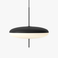 Minimalist Elliptical Pendant Light with Vertical Rod