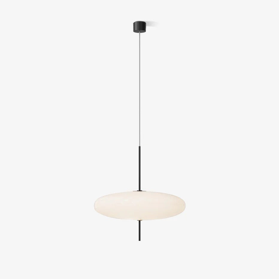 Minimalist Elliptical Pendant Light with Vertical Rod
