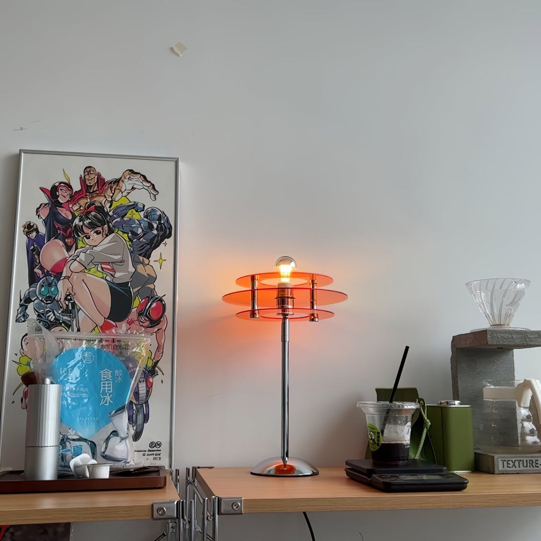 Bauhaus Table Lamp Featuring Aligned Acrylic Disks