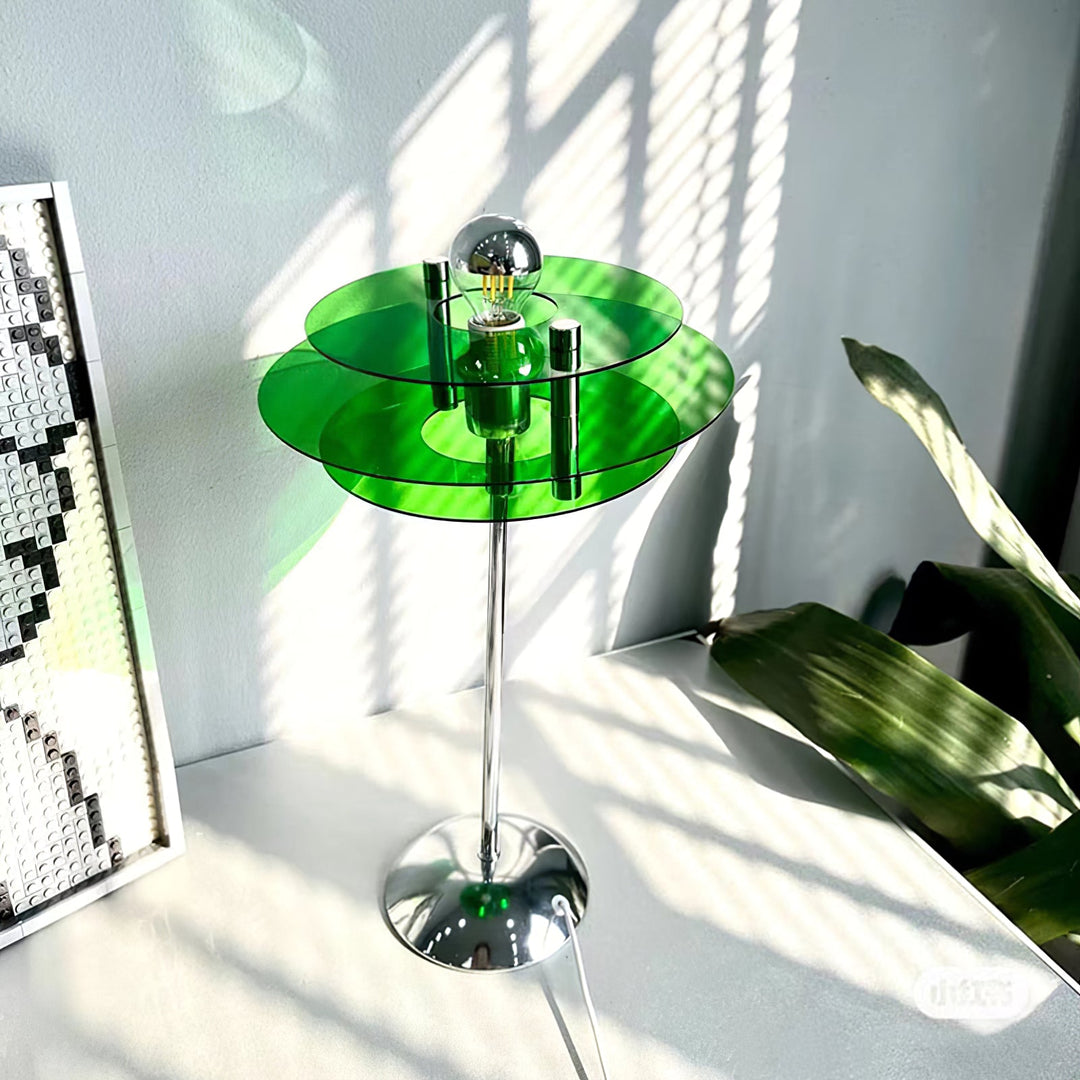 Bauhaus Table Lamp Featuring Aligned Acrylic Disks
