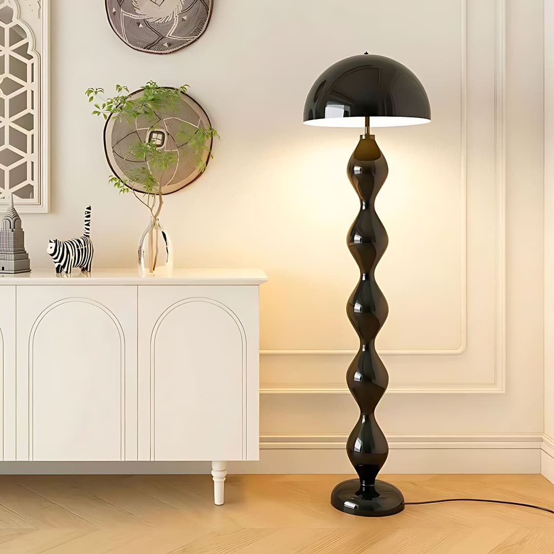 Modern Floor Lamp with Hemispherical Shade Design