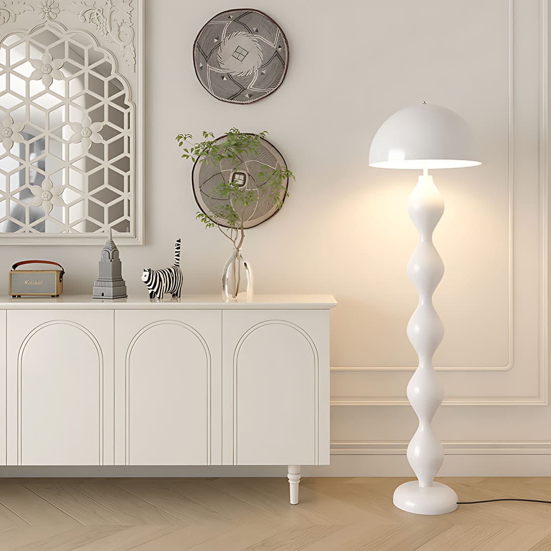 Modern Floor Lamp with Hemispherical Shade Design