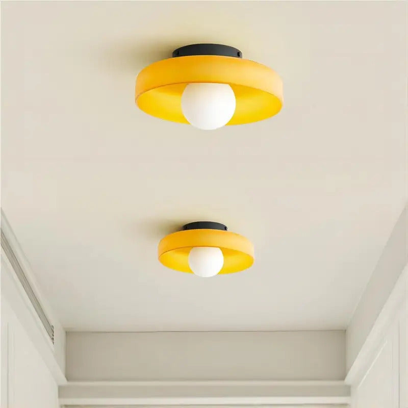 Minimalist Semi-Flush Mount Light with Hemisphere