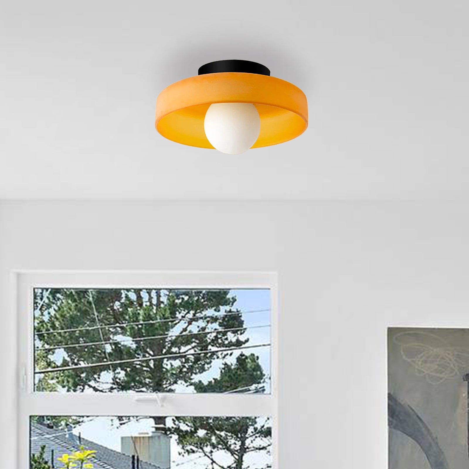 Minimalist Semi-Flush Mount Light with Hemisphere