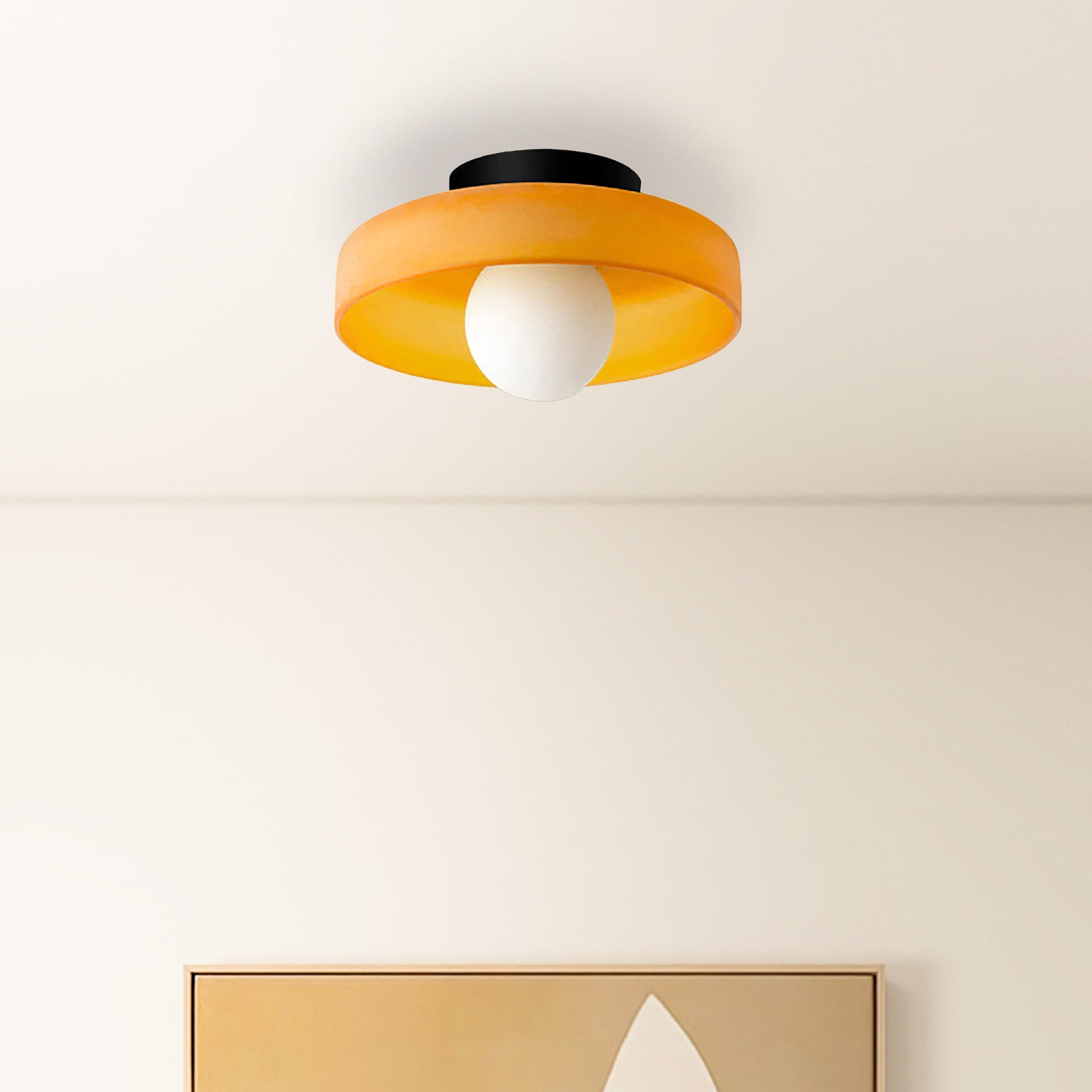 Minimalist Semi-Flush Mount Light with Hemisphere