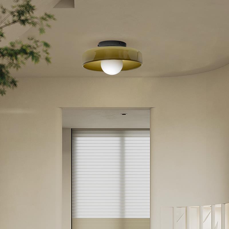 Minimalist Semi-Flush Mount Light with Hemisphere