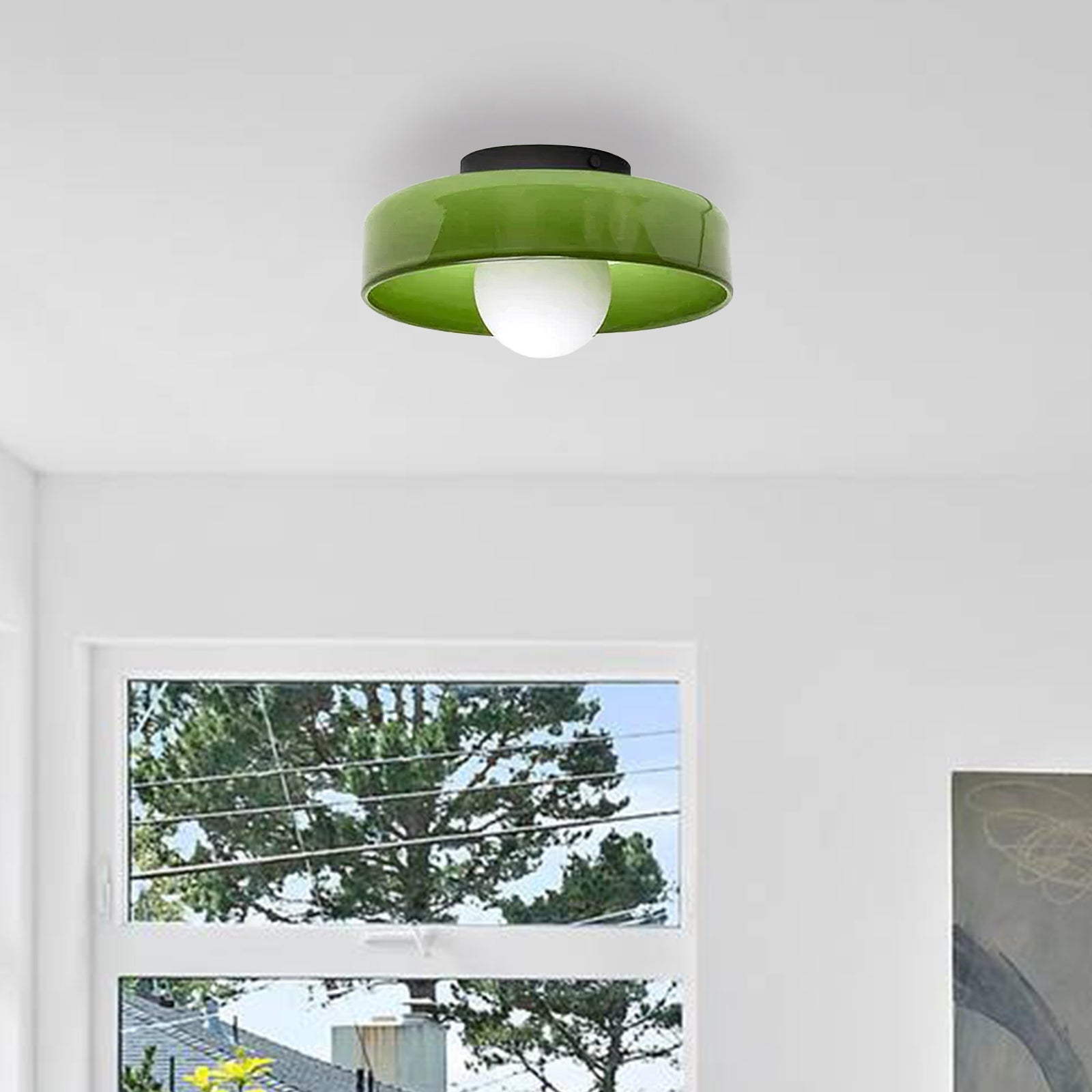 Minimalist Semi-Flush Mount Light with Hemisphere
