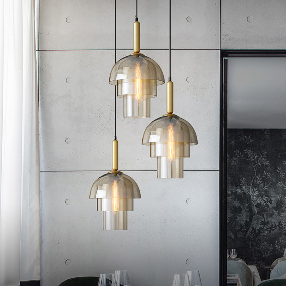 Modern Multi-Layer Dome Glass Pendant Light – Elegant Design