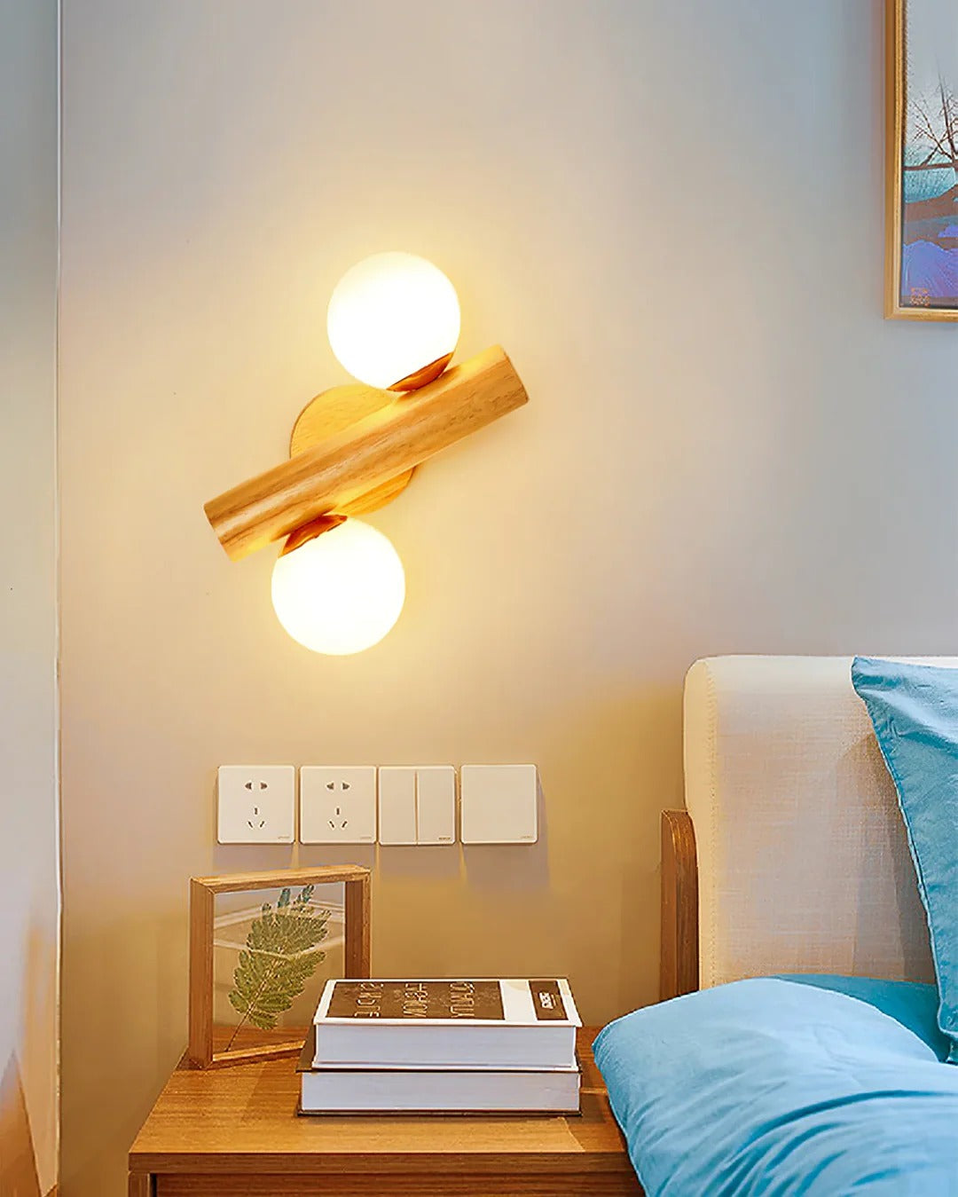 Modern Oak Double Ball Light