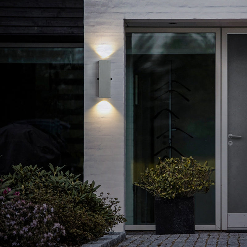 Modern Outdoor Wall Sconce – Light Grey, Small or Medium Size, LED