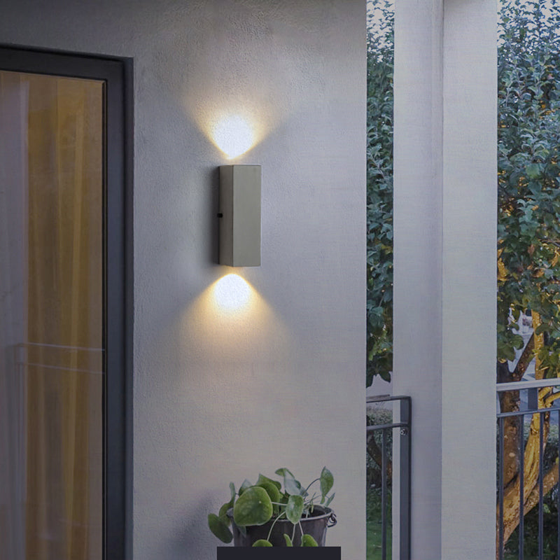 Modern Outdoor Wall Sconce – Light Grey, Small or Medium Size, LED