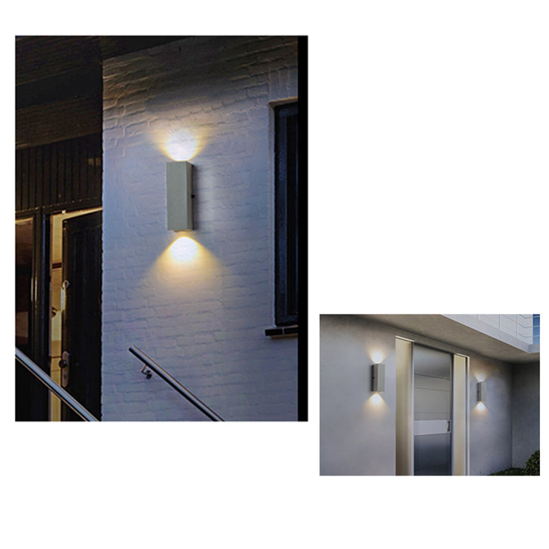 Modern Outdoor Wall Sconce – Light Grey, Small or Medium Size, LED