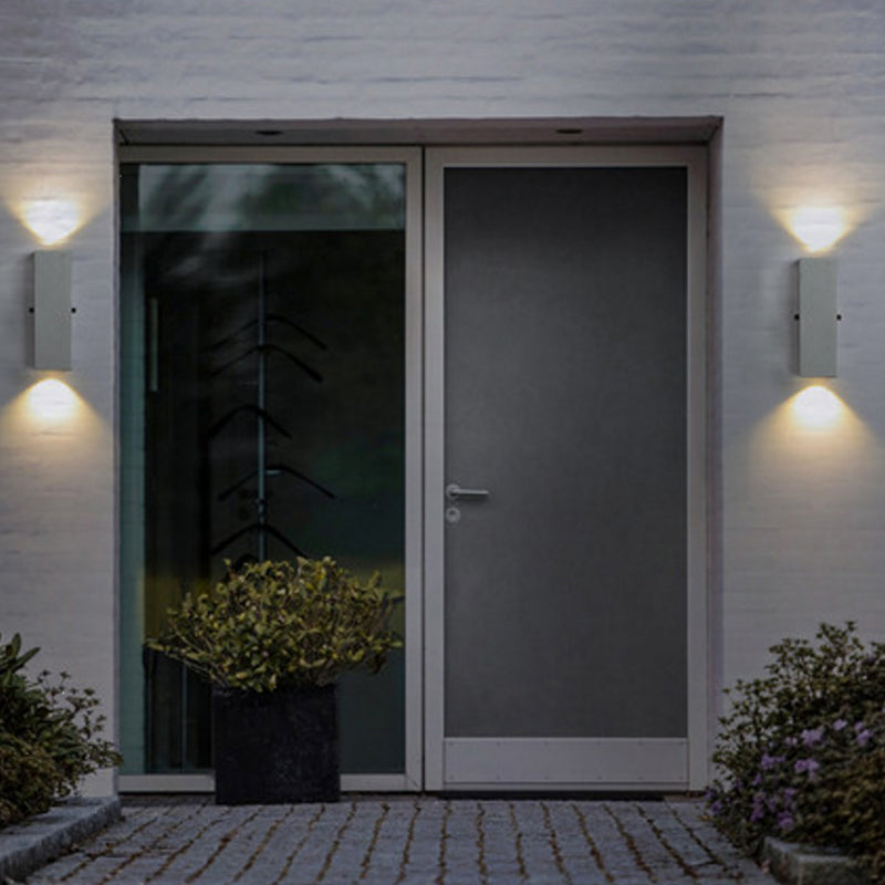 Modern Outdoor Wall Sconce – Light Grey, Small or Medium Size, LED