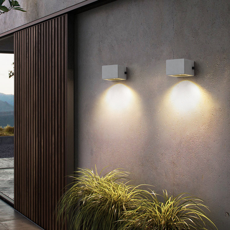 Modern Outdoor Wall Sconce – Light Grey, Small or Medium Size, LED