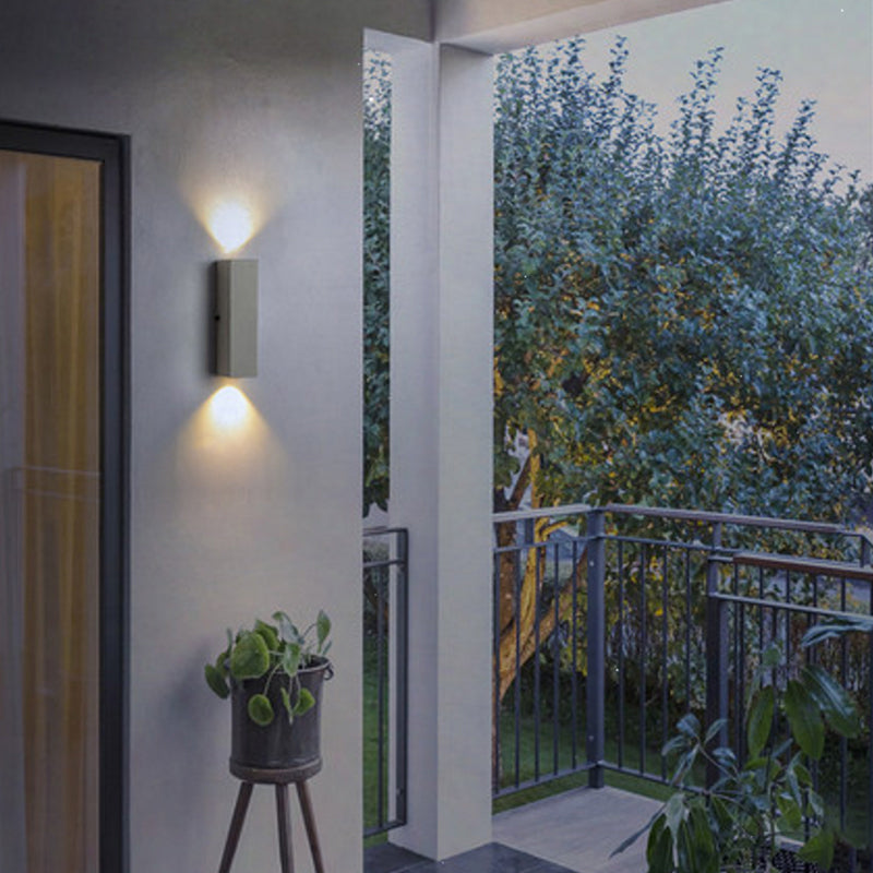 Modern Outdoor Wall Sconce – Light Grey, Small or Medium Size, LED