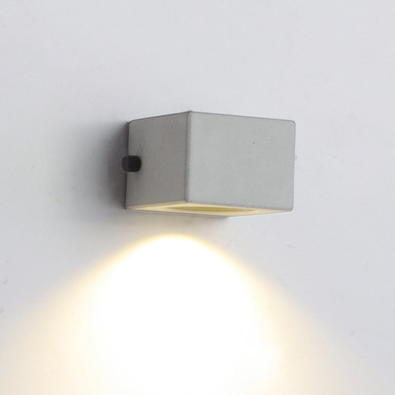 Modern Outdoor Wall Sconce – Light Grey, Small or Medium Size, LED