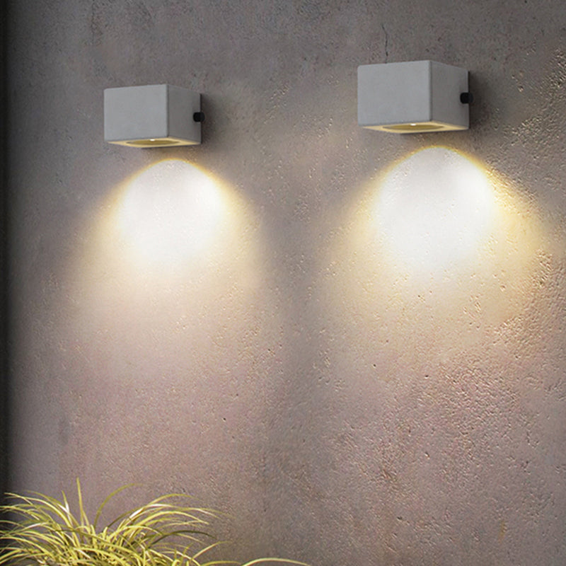 Modern Outdoor Wall Sconce – Light Grey, Small or Medium Size, LED