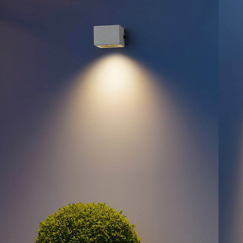 Modern Outdoor Wall Sconce – Light Grey, Small or Medium Size, LED