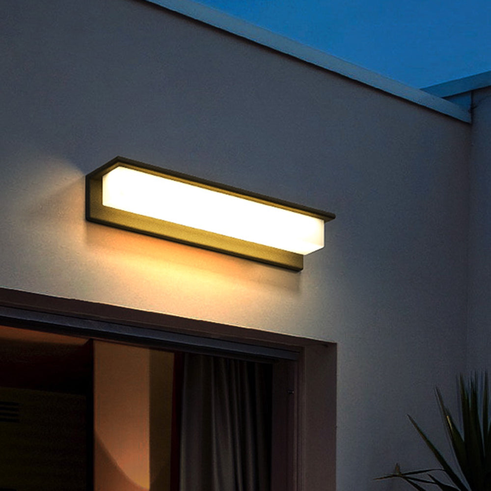 Modern Rectangular Outdoor Wall Lamp – Black, Solar or Hardwired, Waterproof
