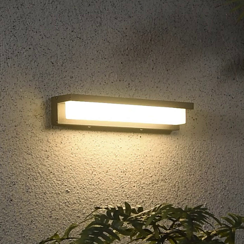 Modern Rectangular Outdoor Wall Lamp – Black, Solar or Hardwired, Waterproof