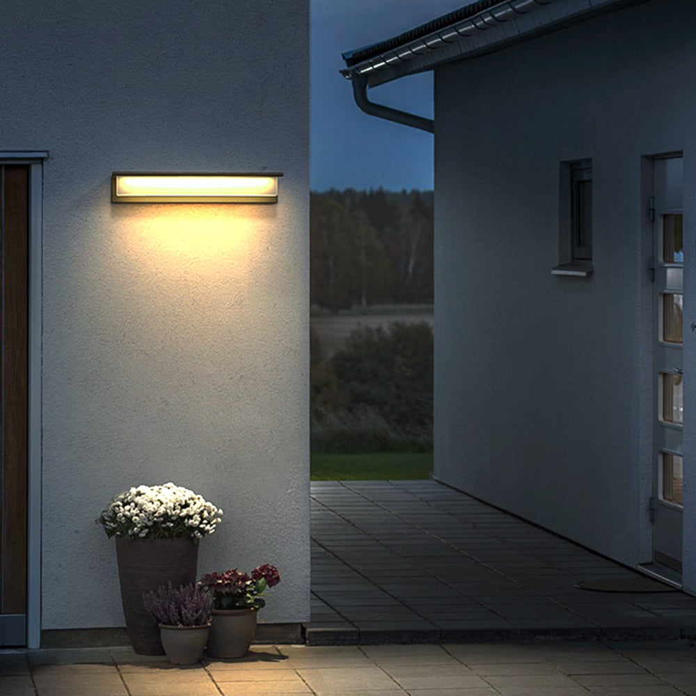Modern Rectangular Outdoor Wall Lamp – Black, Solar or Hardwired, Waterproof
