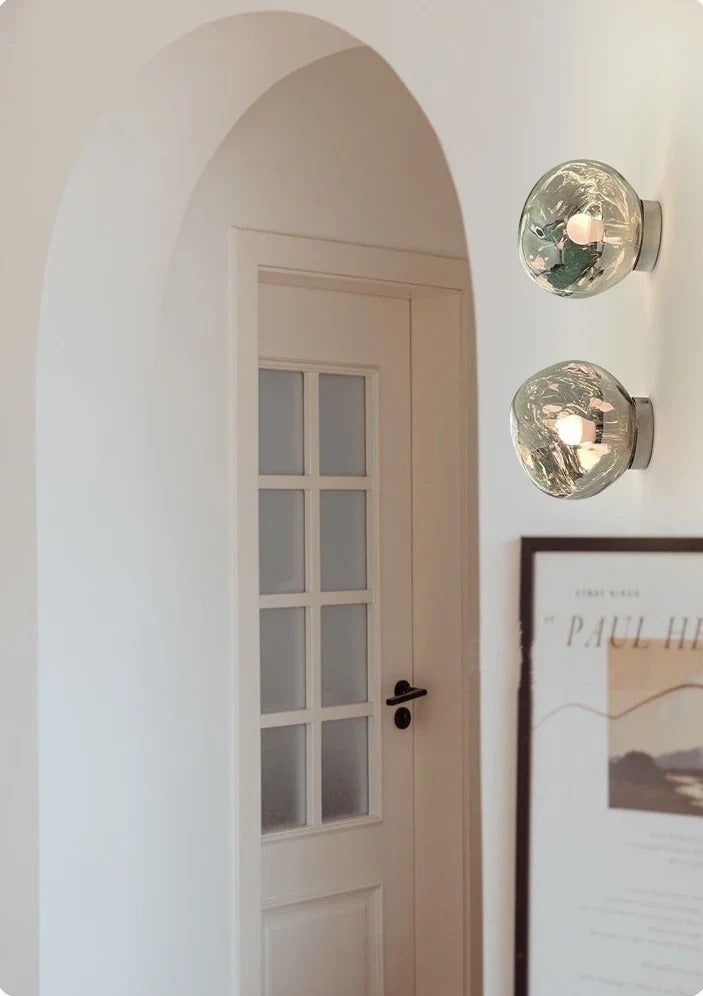 Modern Irregular-Spherical Wall Sconce with Domed Shade