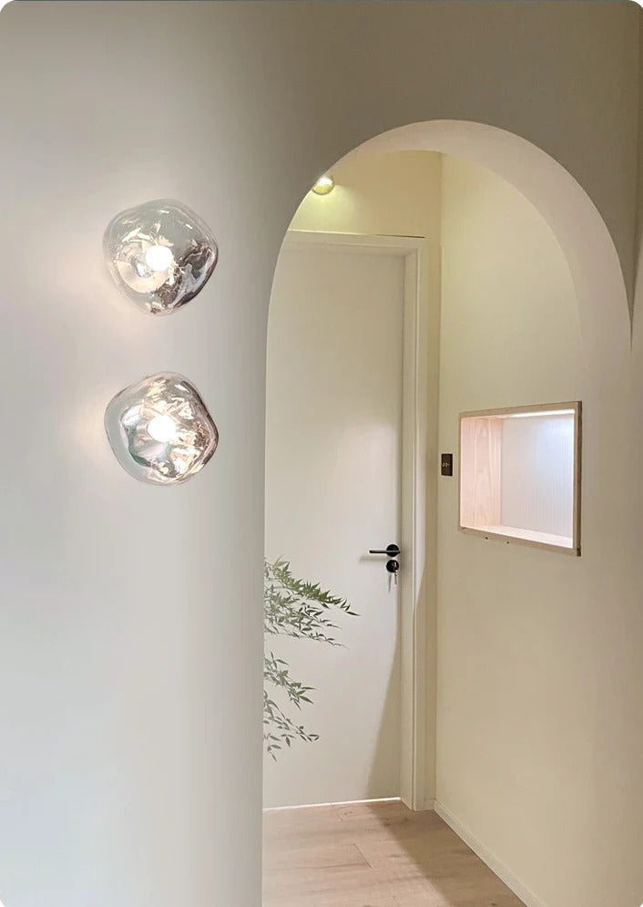 Modern Irregular-Spherical Wall Sconce with Domed Shade