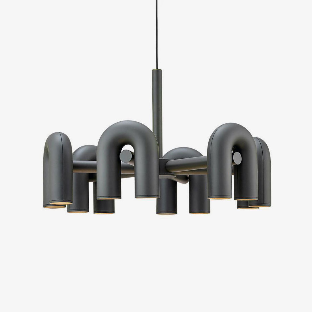 Industrial U-Shaped Ring Chandelier with LED