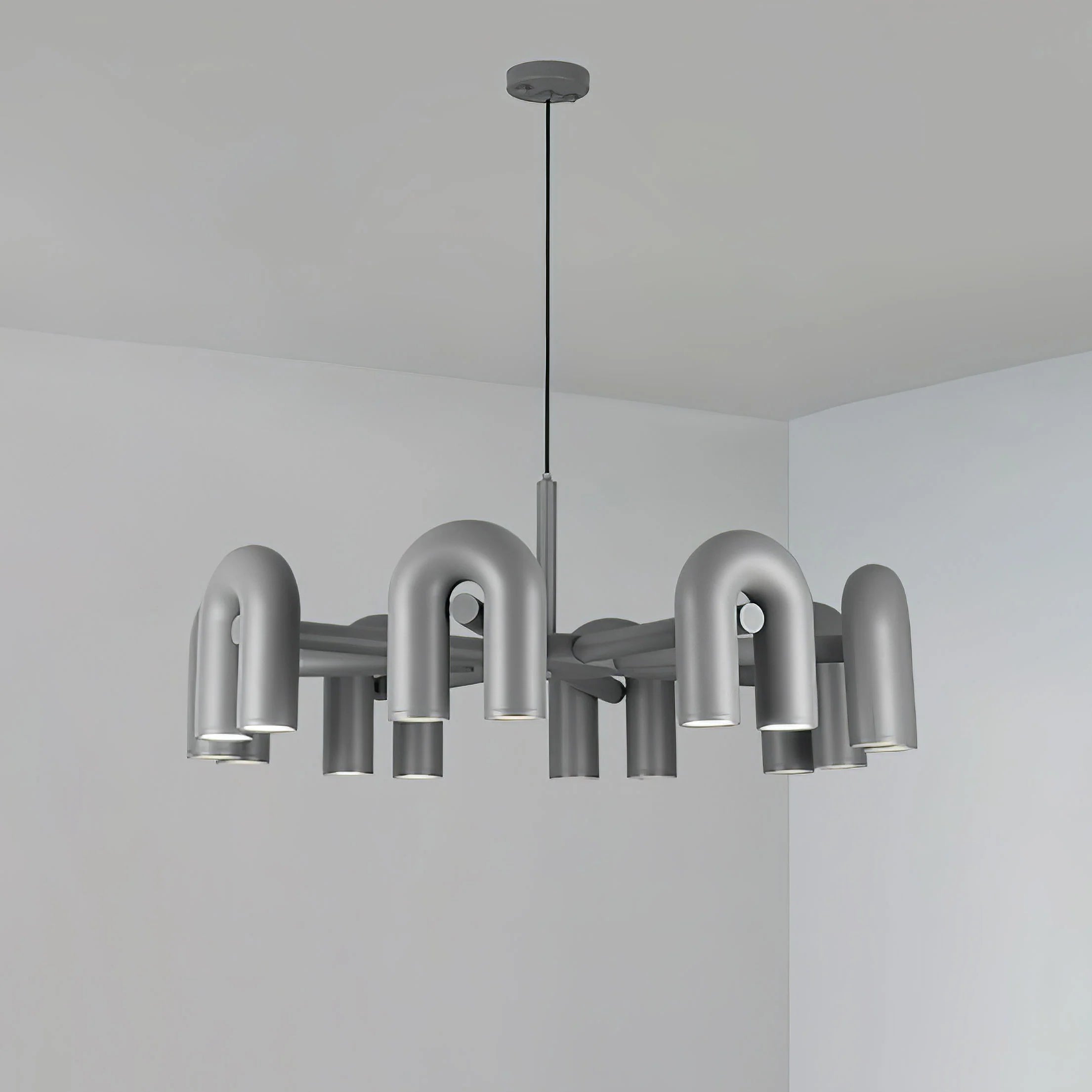 Industrial U-Shaped Ring Chandelier with LED