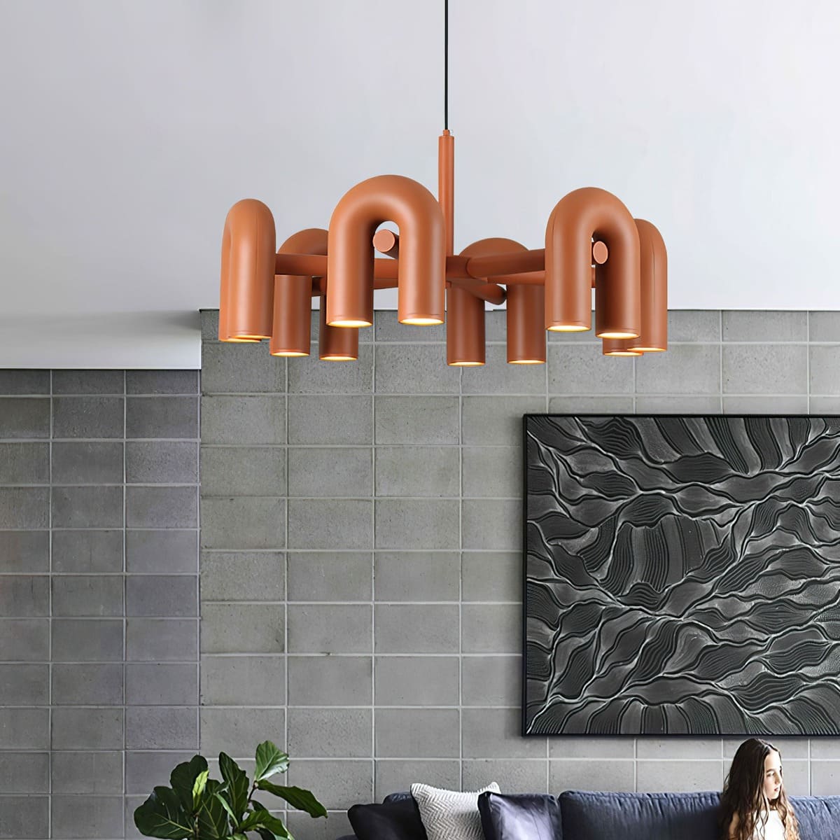 Industrial U-Shaped Ring Chandelier with LED