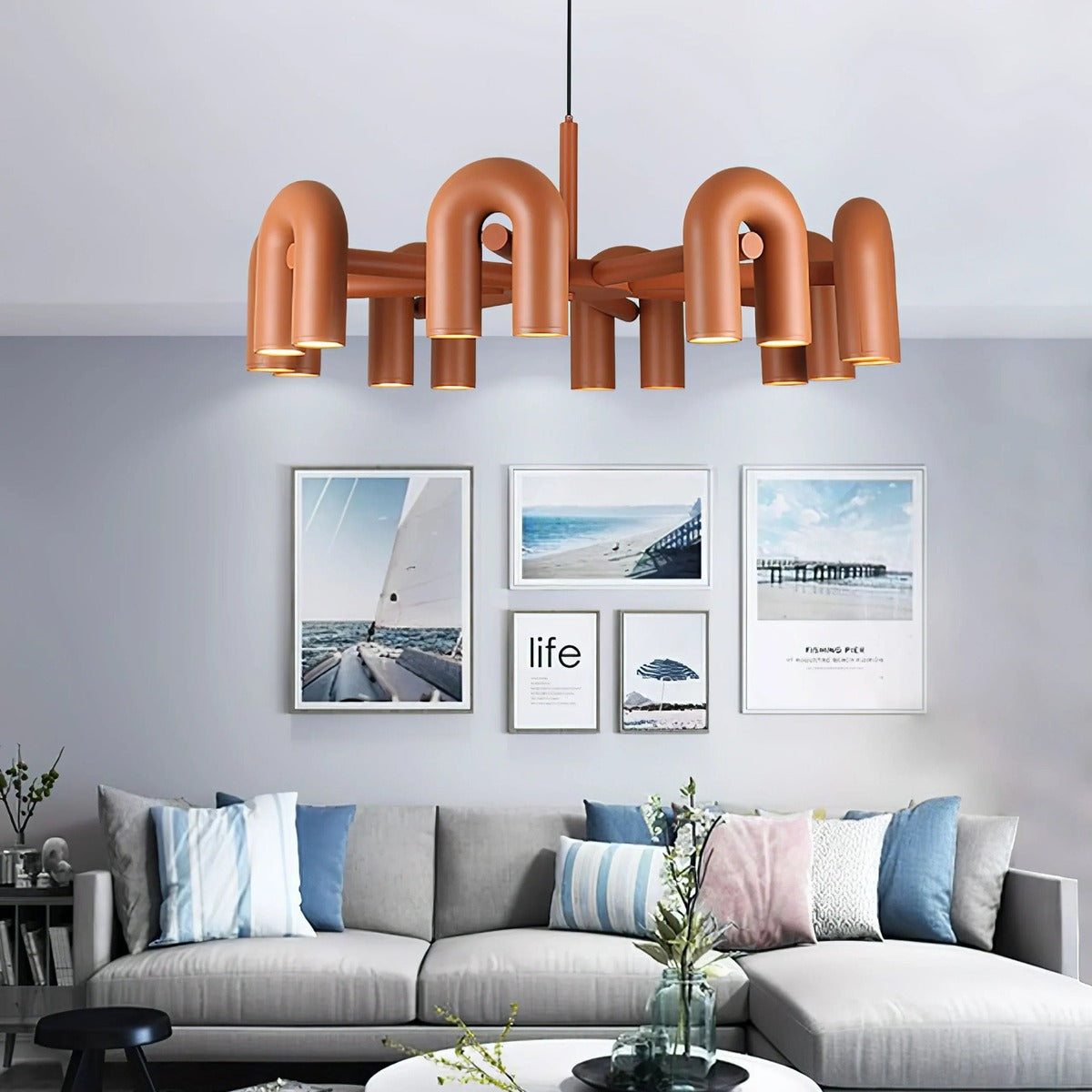 Industrial U-Shaped Ring Chandelier with LED