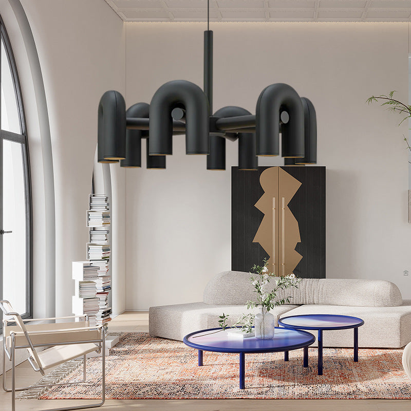 Industrial U-Shaped Ring Chandelier with LED